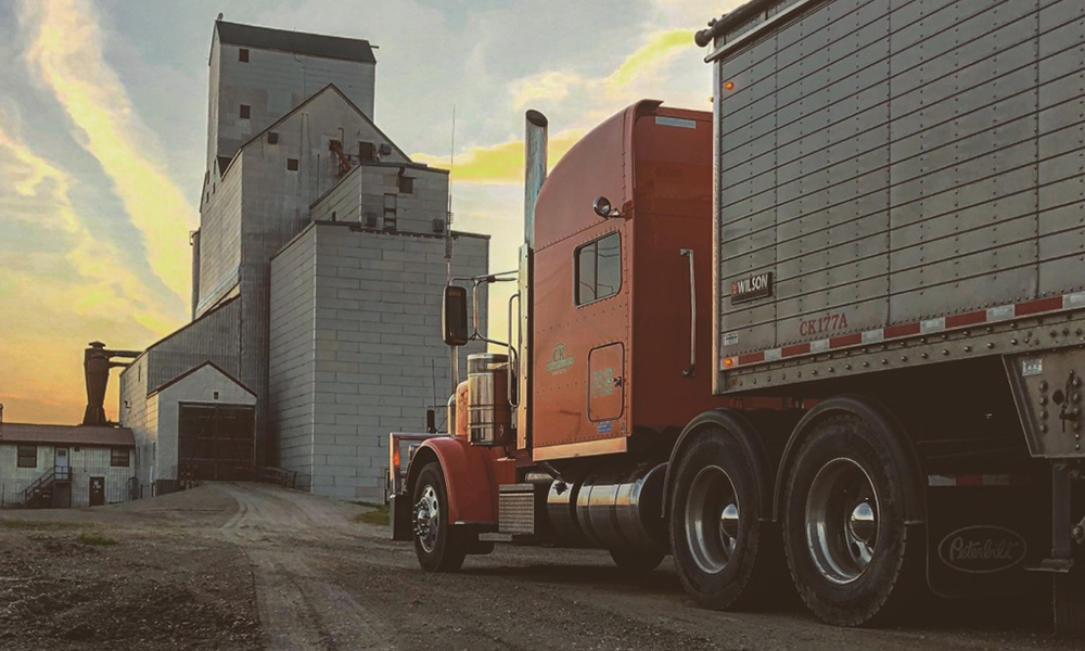 CK Transportation Agricultural Hauling Truck at Elevator